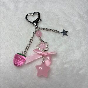 Pink Strawberry Charm Keychain 🍓 Coquette Aesthetic Bag Charm | 5 for $25